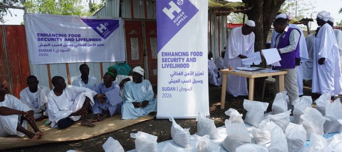 Juillet 2026 : Dans l’État du Nil Bleu au Soudan, Human Appeal poursuit un projet de renforcement de la sécurité alimentaire au profit de 9 000 personnes. Après la distribution de semences de sorgho et de mil ainsi que de 340 kits d’outils agricoles, une prochaine phase prévoit la remise de 300 chèvres afin de soutenir durablement les moyens de subsistance des familles.